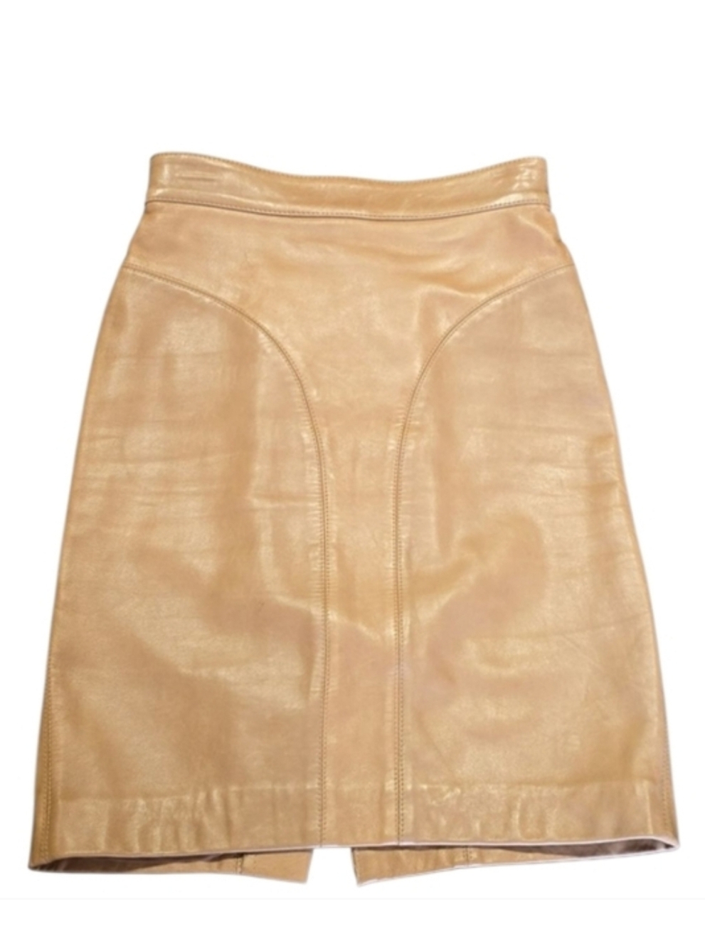 Women's Tan Leather Pencil Skirt - Sleek Tailored Fit